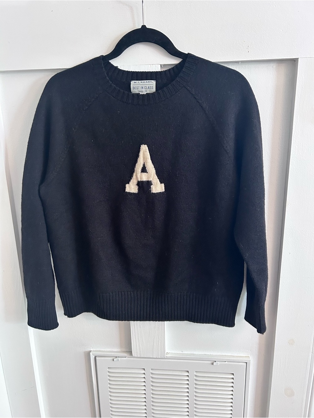 West Point Black and Khaki Letter Sweater M.LaHart large